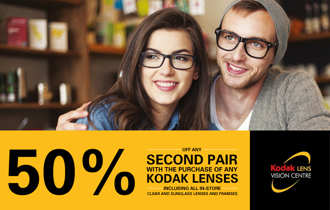 50% off any second pair of glasses!